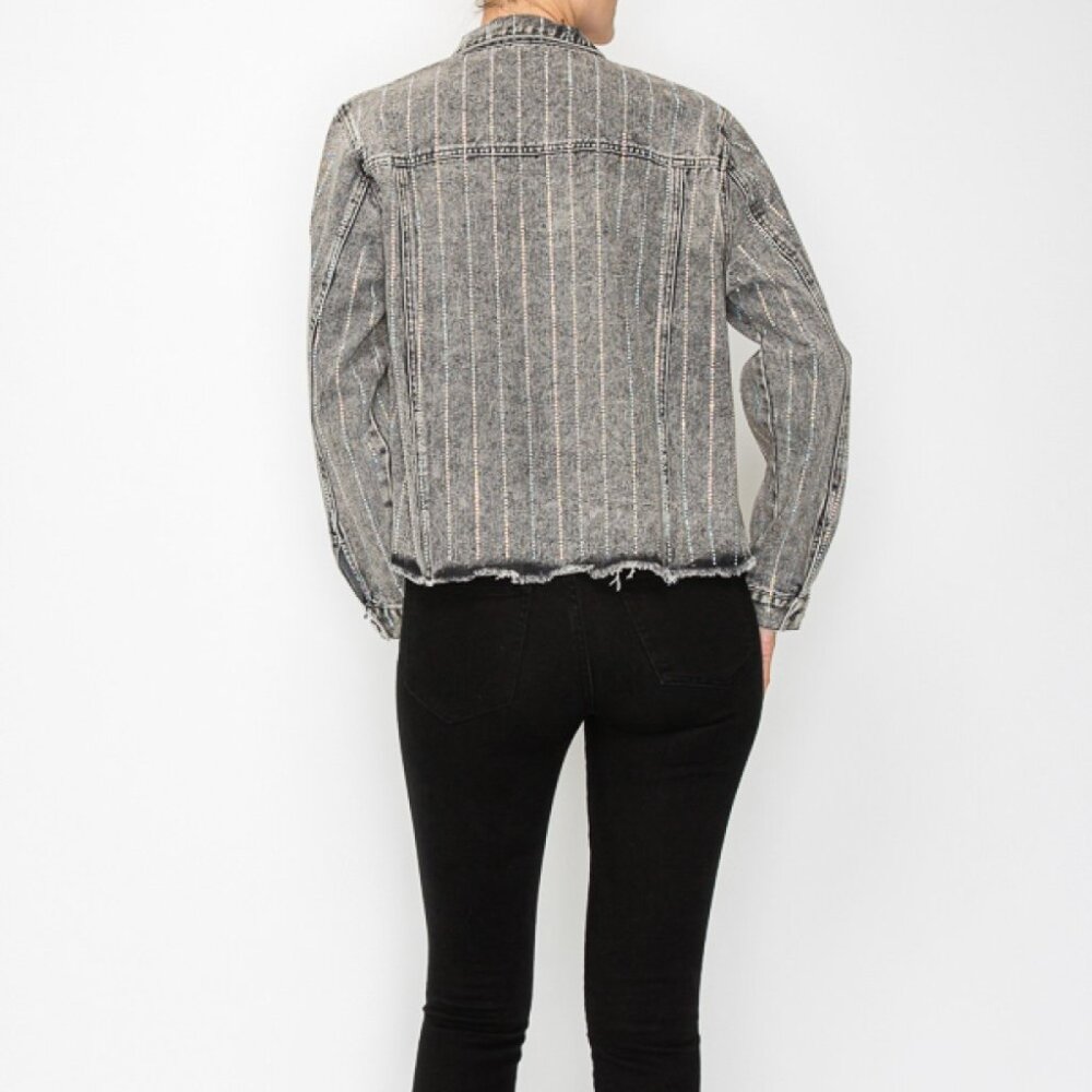 new ORIGMAI embellished jean denim jacket (7-colors) SM-2X classic rhinestones - Picture 8 of 16